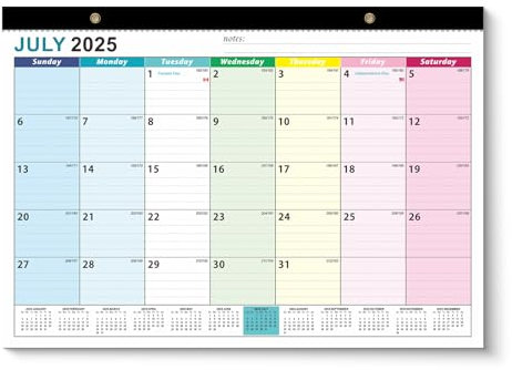 Wandkalender Juli 2025-Dezember 2026,18 Monate Akademischer Wandkalender 2025-2026 Abreißbarer Monatskalender für Büro, Familienplaner, Hängeplaner mit Aufklebern - 43 x 30 cm (bunt)