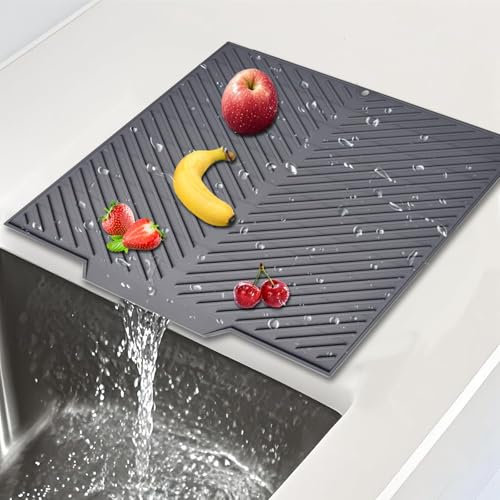 PacuM Tappetino Scolapiatti in Silicone 33.5 x 43cm Tappeto Scolapiatti cucina Scolapiatti da Appoggio Lavello Tappetino Antiscivolo Scolapiatti Tappetino Lavello Cucina per Lavello Tovaglietta