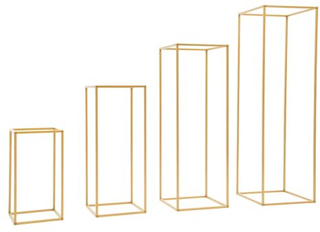 SuhoFutus Juego de 4 taburetes para flores, soporte de metal para flores, 4 alturas 40/60/80/100 cm, soporte moderno para flores y plantas para bodas, salón y decoración de eventos de bricolaje