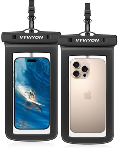 VYVIYON wasserdichte Handy-Tasche 2er Pack, IPX8 Smartphone-Trockenbeutel für iPhone 16 15 14 13 12 11 Pro Max & Samsung, Strand & Kreuzfahrt Essentials – wasserdichte Handyhülle für 4-7 Zoll