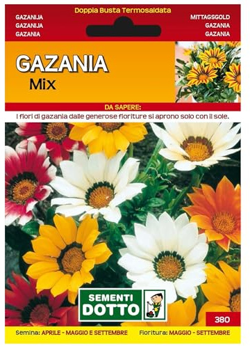 Sicignano | Semi Gazania - Pianta a Fioritura Estiva con Fiori Grandi, Busta Extra - 1 Confezione da 0.08g, Raccolta Estate