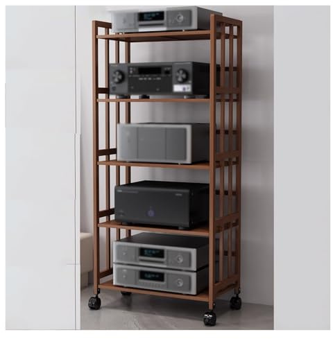SaryEdge stand Hi fi cabinets, Rack 2/3/4/5 Tier AV Media Stand Audio Rack Shelf, Office Home CD Record Player Stereo Receiver Cabinet Component Storage Unit With Adjust(W-70cm-5 tier