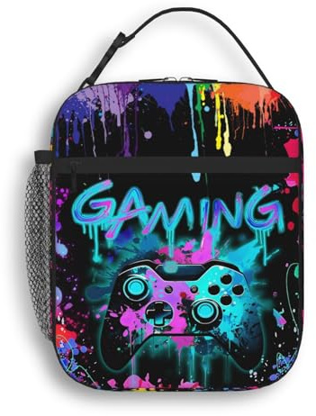 Vexilon Insulated Lunch Box Kids, Portable Game Boy Lunch Bag, Reusable and Waterproof Thermal Bento Boxes for School Daycare Picnic Camping for Kids Toddlers Teens