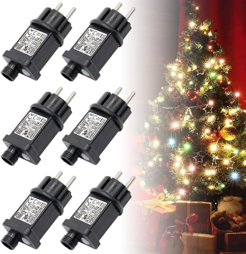 ADDLIVE Transformateur LED, 6 Pcs Prise LED, Transformateur 220V, Alimentation pour Éclairage, Adaptateur Guirlande Lumineuse31 V CC 6W, IP44, 8 Modes avec Fonction Mémoire et Minuterie pour Décorer