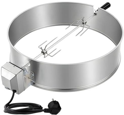 Carbone bollitore Grill girarrosto, Arrostire Kit Anello con spiedo, Girarrosto per Barbecue Motore Elettrico Si inserisce Weber 57 CM bollitore BBQ e Altre Griglie 57cm Kettle