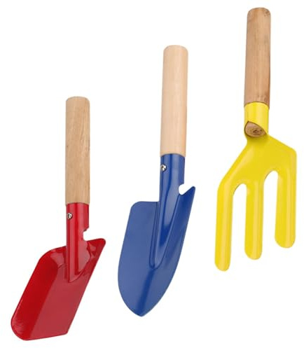 CIYODO Lot De 3 Pelles De Jardin Manches en Bois pour Plantation Et Désherbage, Outils De Jardinage à Main Compacts Légers, Truelles Bêche Et Fourchette Adaptées Au Jardinage Extérieur Et Intérieur