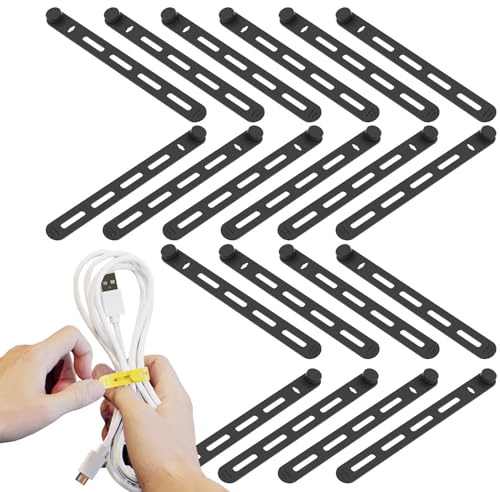 Zahoken Correas de cable de silicona, organizador de cables elásticos multiusos para agrupar y sujetar cables, organizador de alambre reutilizable para viajes, hogar, escuela, oficina, coche, cocina