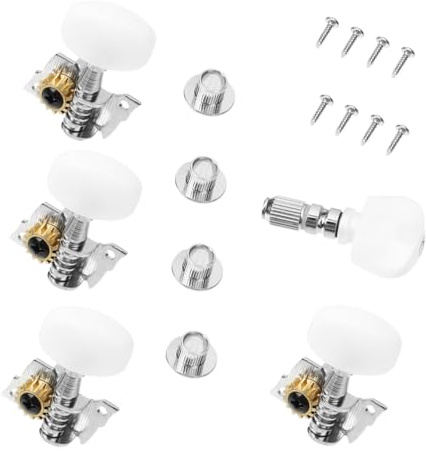 Banjo Saitenwirbel Satz Ha103 für Banjo Ersatz und Montage Silber | Zinklegierung und Pvc, Schraubpfosten Enthalten, 1 Satz für Banjo Zubehör, Rostbeständig