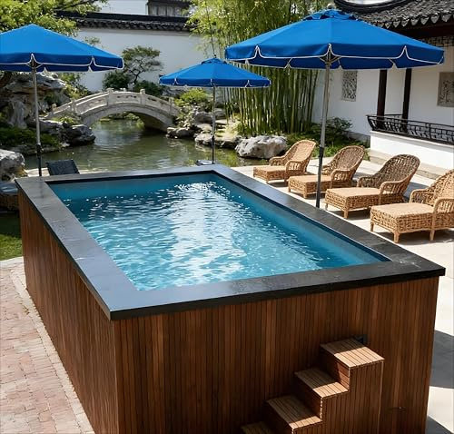 Piscina de contenedores personalizada de lujo, piscina híbrida sobre el suelo de gran capacidad, con sistema de circulación de agua e iluminación LED, para villas de gama alta, club privado y proyecto