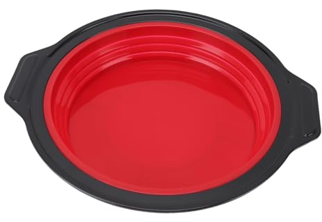 WAHEWUD Tortiera rotonda a sgancio rapido in silicone pieghevole, diametro interno 22 cm, per torta a strati, cheesecake, torta in chiffon, stampo per cottura a caldo (Rossa)