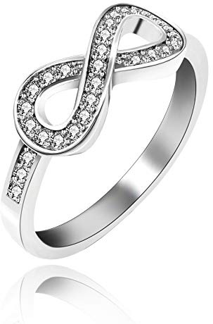 Uloveido Platin überzogener Unendlichkeits-Knoten BFF Freundschafts-Ringe für Frauen-Schwestern Beste Freund-Ring-Verlobungs-Hochzeits-Band-Versprechen-Ringe (Größe 54) Y001