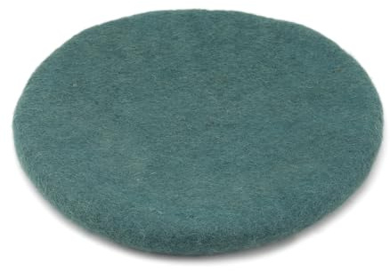 feelz Sitzkissen rund Filz Verschiedene blau-töne 100% Wolle 35 cm Höhe 2-3 cm Handarbeit (Petrol)