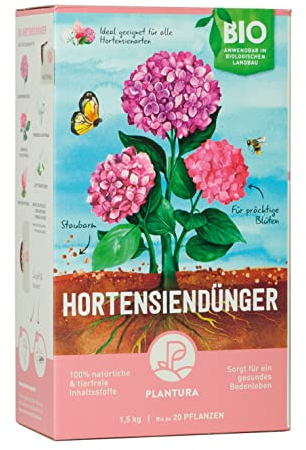 Plantura Bio-Hortensiendünger mit Langzeitwirkung, für Topf & Beet, tierfrei & Bio, 1,5 kg