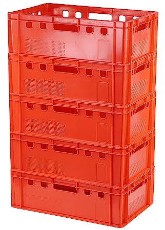 Logiplast 5 Stück E2 Kisten 60x40x20 Fleischkiste Lagerkiste Metzgerkiste in rot