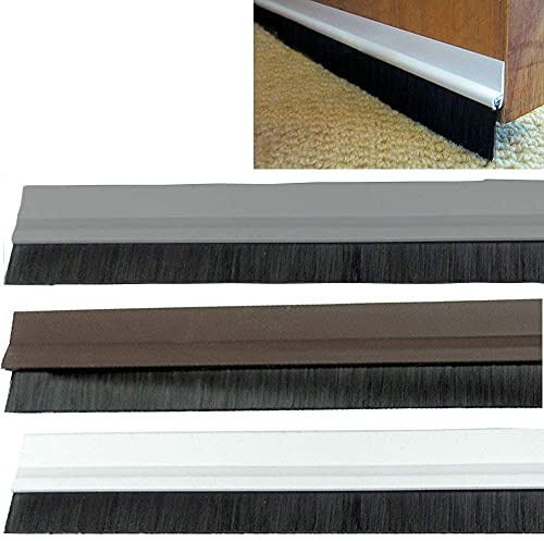 DOBO Paraspifferi con Spazzola sotto Porta Adesivo Rigido 91,5 cm x 4,5 cm parafreddo in PVC Antivento Adesivi Colore Marrone o Grigio o Bianco Porte portone casa Protezione Insetti (Marrone)