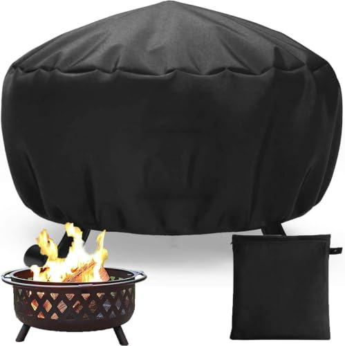 Fire Pit Cover, Outdoor Fire Bowl Cover Waterproof Heavy Duty Oxford Fabric with Thick PVC Coating, Adjustable Drawstring (80 * 65cm)