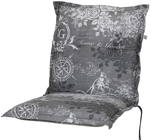 KETTtex 2384 Auflage Niederlehner Bali grau Rosen Royal Garden 100x50x8 cm Sitzpolster