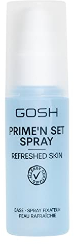 GOSH Prime'n Set fixeringsspray, vegan I 2 i 1 Makeup Setting Spray & Primerspray för långvarig look I Makeup Fixing Spray för ansiktet I Primer & Fixering I allergitestad och parfymfri