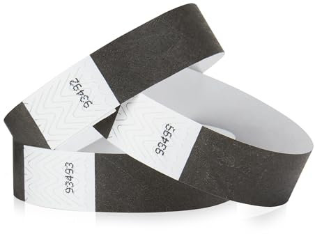 600 WristCo Black Tyvek Wristbands for Events - Tamper-Proof Design