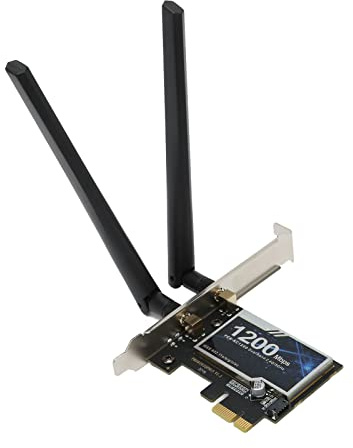 Tarjeta de Red Gigabit Ethernet PCI Express, 2.4G 300Mbps 5G 867Mbps Tarjeta PCIe Ethernet con Antena, Conexión BT, Compatible con PCI Ex1,X4,X8,X16, para Win7, para Win8, para