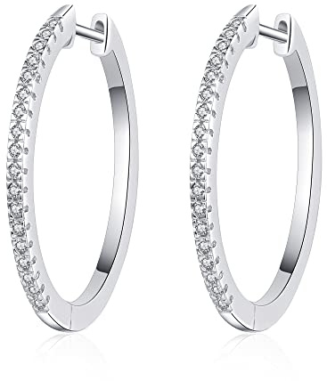 PHENIOTACE Damen Ohrringe Creolen Zirkonia Steinen Klassische Große Reifen Ohrringe für Frauen 30mm Ohrschmuck