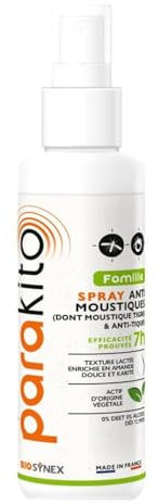 BIOSYNEX - PARAKITO - Spray Anti-Moustique Famille - Dès 12 Mois - Répulsif Moustiques et Tiques - Sans DEET - Sans Alcool - Fabriqué en France - 75 ml
