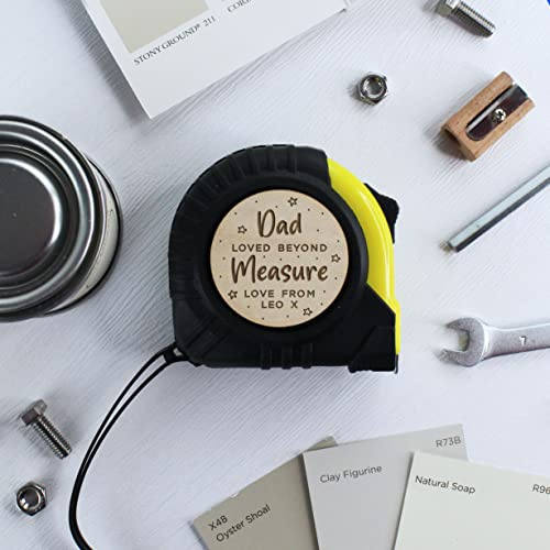 eBuyGB Personalised Yellow Tape Measure for Dad Loved Beyond Measure Engraved DIY Tools Grandad Father's Day 3 Metres