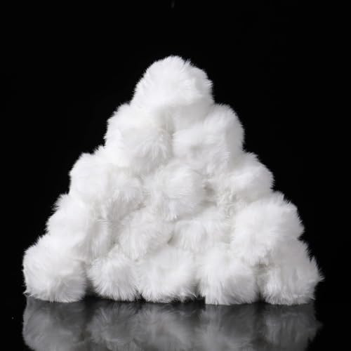Miupoo Kunstfell Pompon,Fake Fur Pom Pom DIY mit Gummiband für Strickmütze Schals Tasche Schlüsselbund Zubehör, Winter Fellbommel 20 Stück,Weiße,3 Zoll (8 cm).