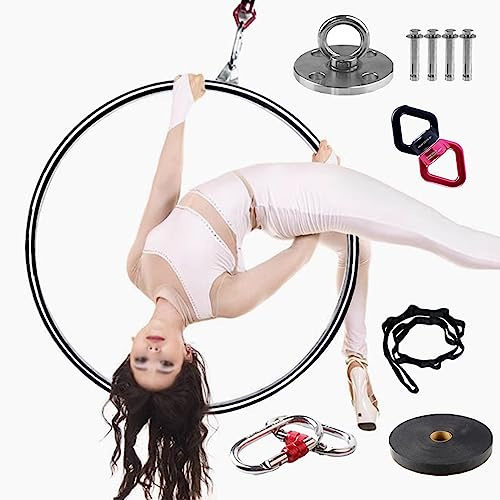Cerchio Aereo Cerchio Aereo per Fitness/Danza per Adulti Ragazzi Bambini, 85cm/95cm/100cm Home Gym Outdoor Antenna Yoga Anello Lyra Hoop, Oggetti di Scena da Circo Acrobatico ( Color : Silver , Size :