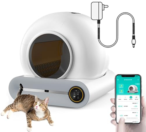 Quixnova Self Cleaning Cat Litter Tray, No Scooping Automatic Cat Litter Box Robot with Odor Isolation/App Control, 65L Extra Large Capacity Smart Cat Litter Box
