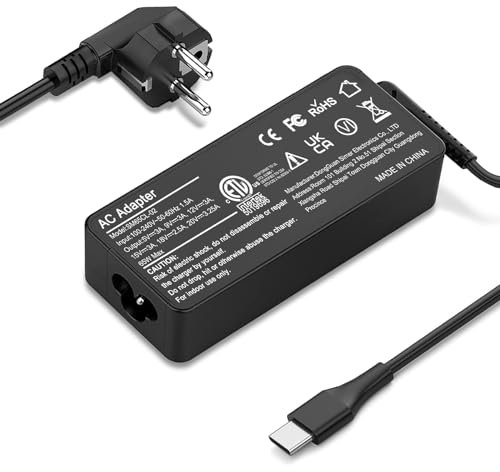 FEWRJG Chargeur USB C 65W Compatible avec Lenovo Thinkpad T14 T15 T480 T480s T490 T490s,Chromebook C330 S330,Yoga,Dell Chromebook 3100,Latitude 5420,Acer Chromebook Type C Ordinateurs Portables