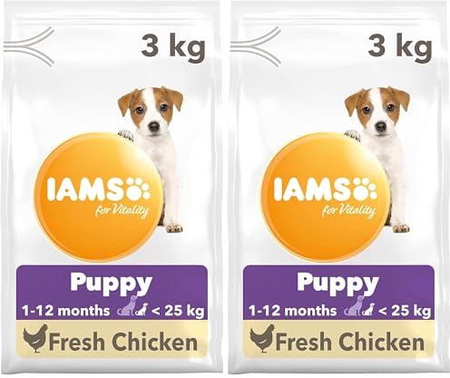 IAMS Complete Dry Dog Food for Puppy Small and Medium Breeds with Chicken 3 kg (Pack of 2)