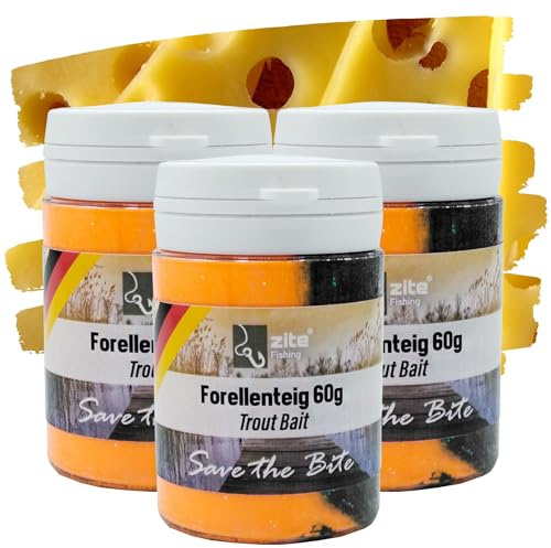 Zite Fishing Forellenpasten-Set – 3x60g Special Edition – UV Forellenteig | als Köder-Set fürs Forellenangeln (Käse Schwarz/Orange)