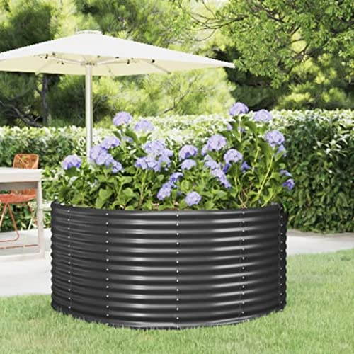 SmtSecLSH Hochbeete Für Garten,Großes Kräuterbeet Einfacher Aufbau, Garten & Balkon, Freistehendes Gemüsebeet Für Blumen, Obst & Gemüse, Aus Metall, Gartenbeet-Anthrazit||140x140x68 cm