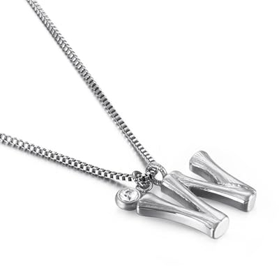 Homxi Frauen Silber Halskette für Anhänger,Frauen Kette Edelstahl für Anhänger Buchstabe W mit Zirkonia Halskette Anhänger Silber