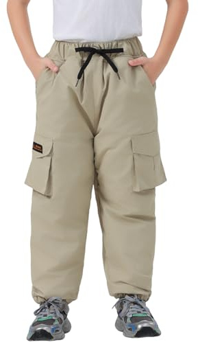 BGX Kids Snow Pants Boys Girls Winter Waterproof Baggy Pants Outdoor Windproof Snowboard Pants(150,Khaki)