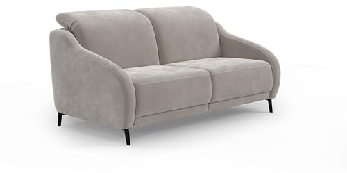 CAVADORE 2,5er-Sofa Blue / 2,5-Sitzer Couch im modernen Design mit zweifacher motorischer TV-Funktion Inkl. Kopfteilverstellung und mattschwarzen Metallfüßen / 172 x 93 x 104 / Mikrofaser, Hellgrau