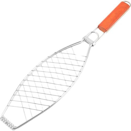 Abbdbd Fischgrillkorb, Edelstahl-grillkorb Griff Für, Garnelen, Meeresfrüchte, Tragbares Grillnetz, Grillzubehör