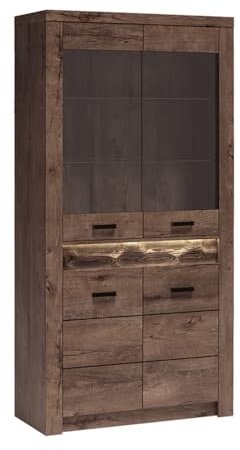 Lomadox Vitrinenschrank Vitrine Highboard Sideboard Kommode Aufbewahrungsschrank Wohnzimmer Schrank modern in braun