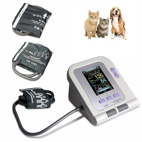 BALAMLB Máquina BP precisa para Uso Animal, Digital Veterinario Medidor Tension Arteria, Medidor Tension Arterial con 3 Puños Y 100 Juegos De Memoria Almacenada para Perros/Gatos/Mascot