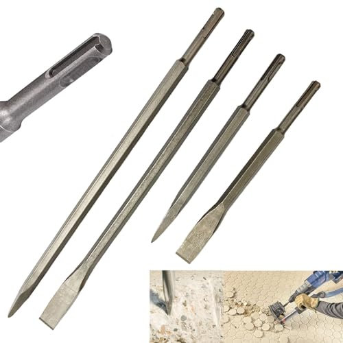 Scalpello SDS Plus da 4 Pezzi, 400 mm/230 mm di Lunghezza, Scalpello Piatto e Scalpello a Punta,Scalpello Muratore,Scalpello Professionale, Per Trapani Leggeri e Martelli a Percussione