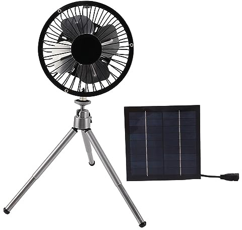 Topiky Solcellsdriven fläkt, 20 W solpanelsfläkt med fäste, bärbar solpanelsdriven USB-fläkt för camping, fiske, resor