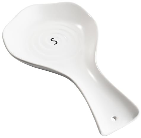 Karisky Spoon Rest for Stove Top, Large Ceramic Spoon Holder for Counter, Cooking Spoon Holder for Utensils, Coffee Spoons, Spatula, Ladle, Tongs, White