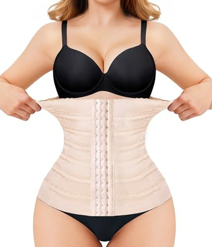 Gaine Ventre Plat Invisible pour Femme Body Gainant Amincissant Serre Taille Minceur Lingerie Bustier Shapewear (Beige, XL)