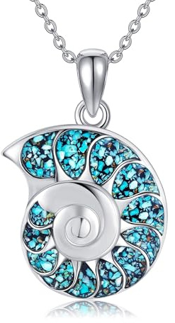 VENACOLY Türkis Muschel Kette Sterling Silber Ozean Muschel Anhänger Halskette Türkis Muschel Muttertag Schmuck für Damen Frauen