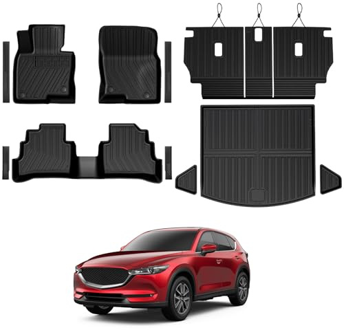 GALVAGNITE Floor Mats for Mazda CX-5 2017-2025, All Weather Floor Mats Trunk Cargo Liner with Backrest Protectors and Door Sill Guards Accessories, Full Coverage Set