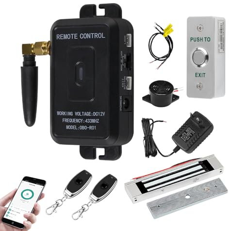 ReaIOKbii Tuya Complete Access Control System Kit, 433MHz Remote Controller Door Opener, 180kg Magnetic Lock, 30m Remote Transmitters