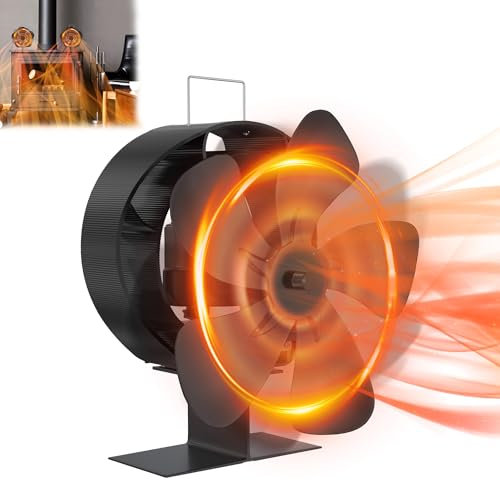 YRHome Kaminventilator Kaminofen Ofenventilator Ohne Strom 5-Blatt mit 60°-Schwenkfunktion Ofen Ventilator Leiser Betrieb Wärmebetriebener Holzofen Ventilator Fan für Feuerstelle Brennholz Holz