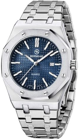 SAPPHERO Quarzuhr Herrenuhren Uhr Beobachtet Armbanduhr Analoge 33M Männer Edelstahlband Kalender Metall-Armband Elegantes Geschenk Uhren für Herren