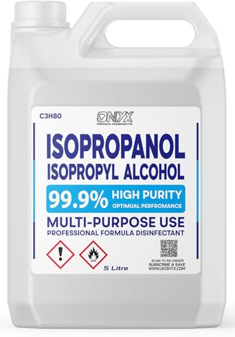 Isopropyl Alcohol 99.9% IPA Isopropanol 5L - Pure Grade - Rubbing Alcohol for Cleaning and Disinfecting Solvent for Electronics, Glass, Appliances (5 Litre)